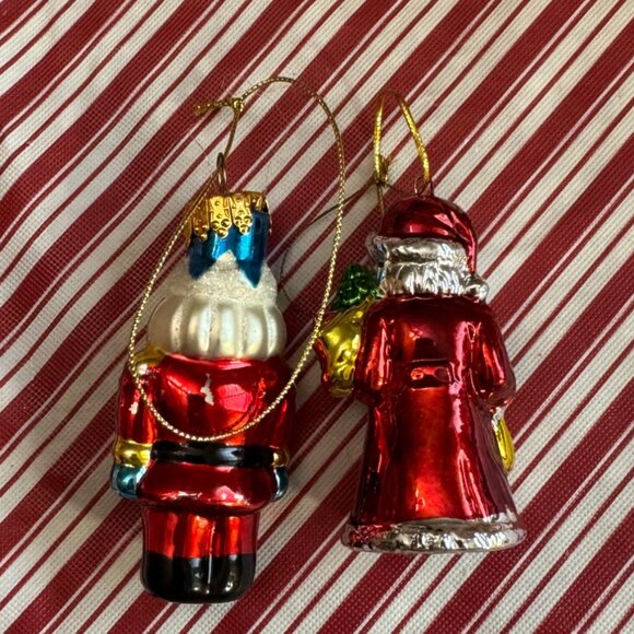 Vintage Glass Nutcracker & Santa Claus Christmas Ornaments - Picture 2 of 4